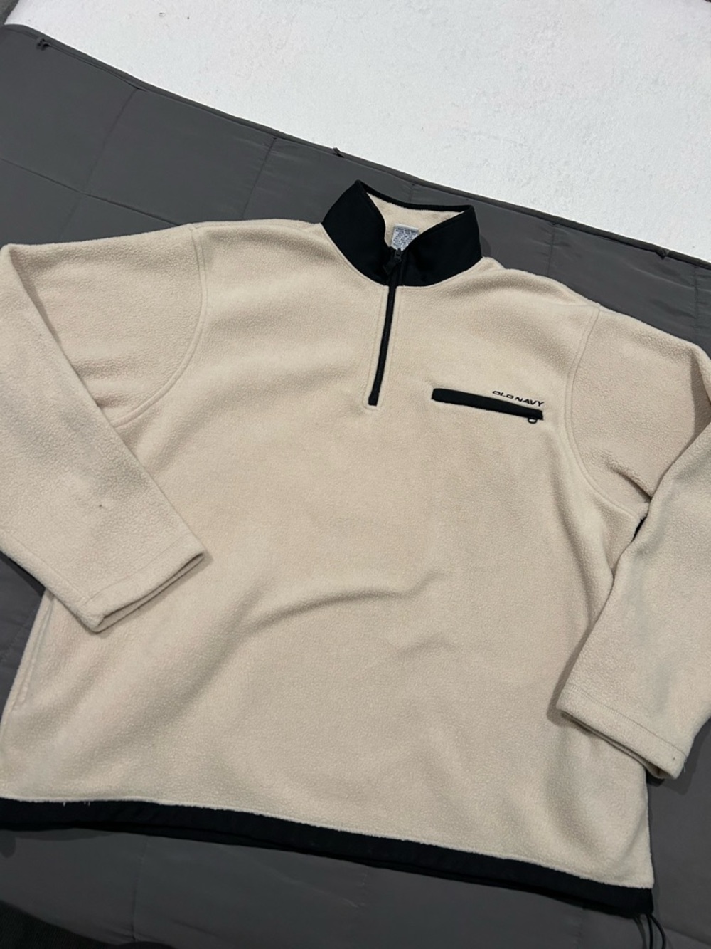 Old Navy Cream Half-Zip Fleece with Black Trim